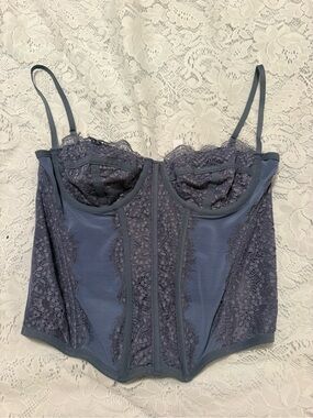 Urban Outfitters Slate Blue Lace Bustier Corset